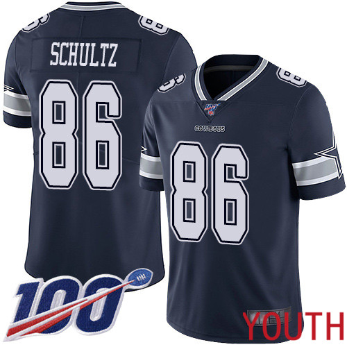 Youth Dallas Cowboys Limited Navy Blue Dalton Schultz Home 86 100th Season Vapor Untouchable NFL Jersey